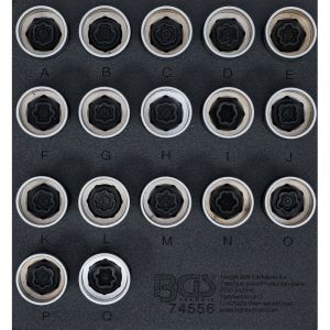 BGS Technic BGS 74556 | Insert de servante d'atelier 1/6 : Jeu d&rsquo;outils pour &eacute;crous antivol pour Land Rover | 17 pi&egrave;ces