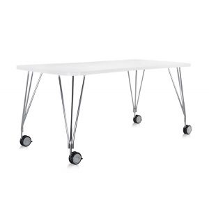 Image de Kartell Table rectangulaire Max / Bureau - Roulettes - L 160 cm blanc en métal/matière plastique