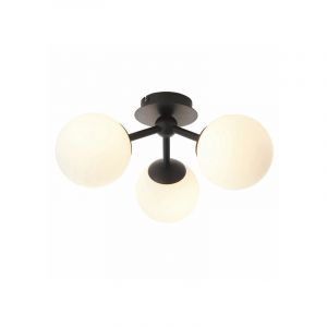 Endon Plafonnier salle de bains Pulsa 3 ampoules Acier,verre Noir mat & blanc mat verre