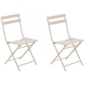 Hesperide Lot de 2 Chaises de jardin m&eacute;tal pliante Greensboro Argile