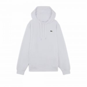 Lacoste Sweatshirt à capuche homme en coton biologique Taille S Blanc