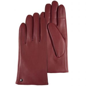 Isotoner Gants femme tactiles Cuir Chaud Rouge