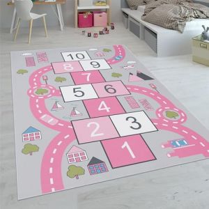 Paco Home Tapis Enfant, Tapis Chambre Jeu Garçon Fille Moderne Antidérapant, Dimension:80x150 cm, Couleur:Pink 2