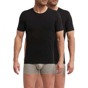 DIM T-Shirt Homme Thermorégulateur en Coton Col Rond Sport x2, Noir, L