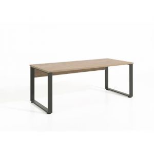Bureau professionnel droit 200cm coloris chêne doré et noir collection DEPÉ