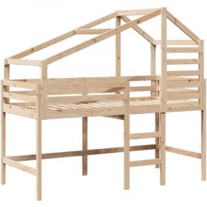 VidaXL Lit superpos&eacute; avec &eacute;chelle et toit sans matelas 90x190 cm