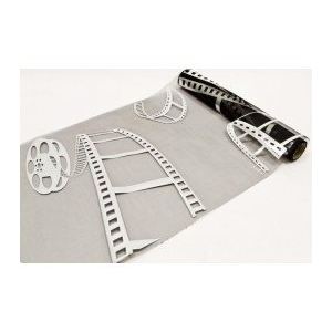 Chemin de table cinéma noir motifs blancs