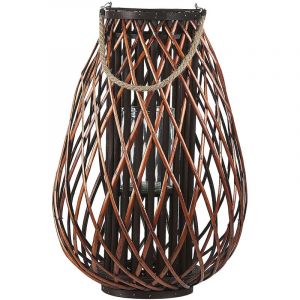 Beliani Lanterne décorative marron en bois de saule 60 cm KIUSIU - argent