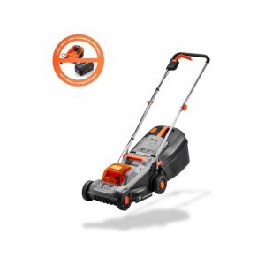 Fuxtec Tondeuse à gazon sans fil 20V sans batterie ni chargeur, bac de ramassage 30 l, largeur de coupe 30 cm, silencieuse/légère FX-E1RM20ECO