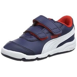 Puma Stepfleex 2 Sl V Inf, Baskets Basses Mixte Enfant, Bleu (Peacoat White-Flame Scarlet), 22 EU