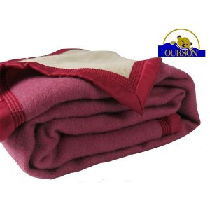Home maison Couverture Pure Laine Vierge 600g-m2 bicolore pivoine 180 x 220 cm