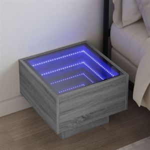 VidaXL Table de chevet avec LED infini sonoma gris 40x40x30 cm