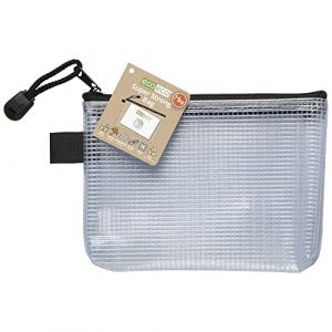 Eco-eco Mini 95% Recyclé Super Clair Transparent Sac Solide avec Fermeture Zippée Noir eco036