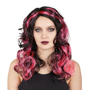 Ptit Clown Perruque de sorcière - 22175 - Accessoire Déguisement Carnaval Halloween Cosplay Fête - Noir rose