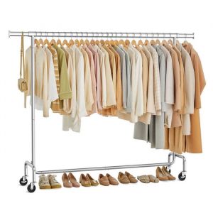 Portant à vêtements avec roulettes tringle extensible pour charge lourde capacité de charge 110 kg 45 x (160-200) x 162,9 cm porte-manteau en métal