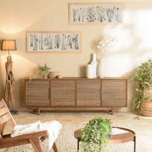 Macabane Buffet en bois de teck recyclé naturel 4 portes