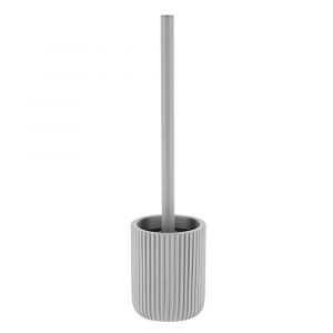 Tendance Brosse WC avec support en résine striée Gris clair