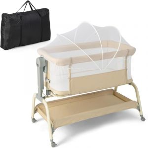 Costway - 4 en 1 Lit Cododo Bébé avec Matelas Doux & Filet, Berceau Bébé Evolutif avec 6 Hauteurs Réglables, Inclinaison Réglable, 4 roulettes