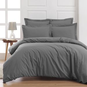 Image de Drap plat en percale de coton galet 180x290 cm