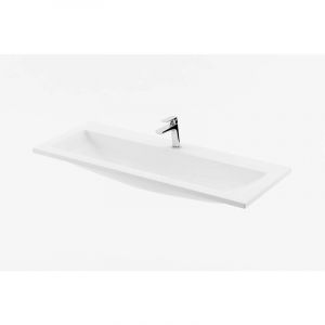 Ravak Clear - Lavabo pour meuble poser, 80x38 cm, sans trop-plein, trou pour robinet, blanc XJJ01180000