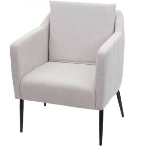 D&eacute;coshop26 Chaise fauteuil cocktail lounge cadre en m&eacute;tal rev&ecirc;tement en tissu beige 040003160