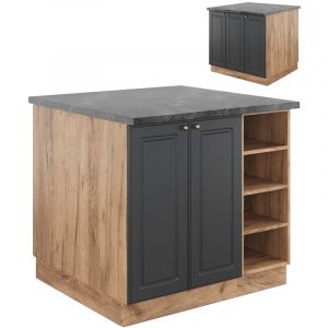 &Icirc;lot de cuisine Fame-Line, Ch&ecirc;ne anthracite-or/force de l'or, 90 cm sans PT, Vicco