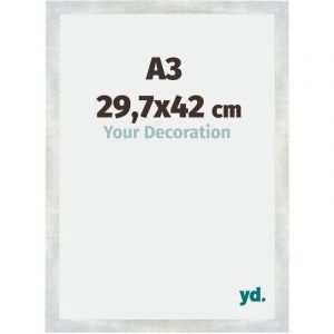 Your Decoration - A3 29,7x42 cm - Cadres Photo en MDF Avec Verre Plexiglas - Anti-Reflet - Excellente Qualité - Argent Brillant Vintage - Cadre Decoration Murale - Mura,