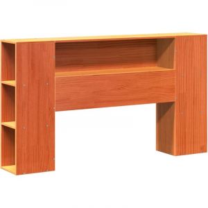 VidaXL Tête de lit avec rangement cire marron 160cm bois massif de pin, tête de lit en bois, tête de lit avec rangement, tête de lit sur pied