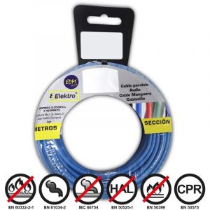 EDM - E3/28425 bobine fil électrique flexible 1,5MM bleu 50MTS sans halogène