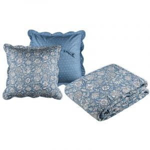 LOVELY CASA Boutis 240x220 avec 2 taies et sac Julianne bleu