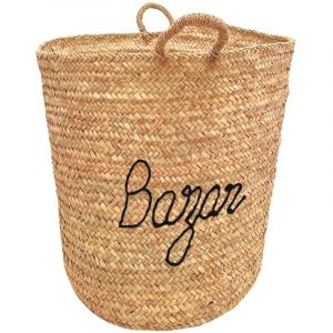 Home maison Grand panier naturel BAZAR XL Noir 50x50x55 cm