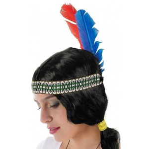 Ruedelafete Bandeau indien avec 2 plumes colorées