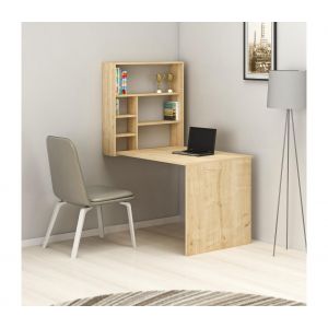 Cotecosy Bureau et &eacute;tag&egrave;re mural Conamy L90xH154,2cm Ch&ecirc;ne clair - Ch&ecirc;ne clair