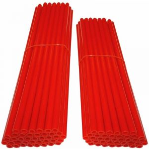 Cyclingcolors 80x COUVRE RAYON ROUGE ROUE AVANT ARRIERE JANTE TUBE PAILLE FENDUE 190MM 210MM VELO CYCLOMOTEUR MOTO CROSS ENDURO DIRT