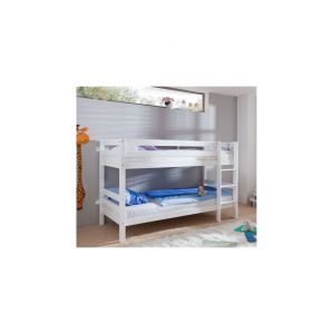 Befara - lit superposé en bois olympe Blanc laqué 90 x 200 - Blanc laqué