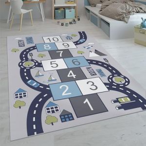 Paco Home Tapis Enfant, Tapis Chambre Jeu Gar&ccedil;on Fille Moderne Antid&eacute;rapant, Dimension:100x200 cm, Couleur:Gris