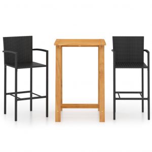 Image de VidaXL Ensemble de bar de jardin 3 pcs Noir