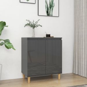 Image de VidaXL Buffet avec pieds en bois Gris brillant 60x35x70 cm Aggloméré