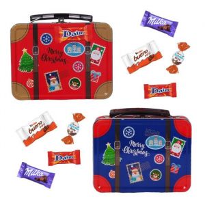 2 valisettes de Noël garnies de 40 chocolats Milka, Kinder Schokobons et Mini Bueno, Daim