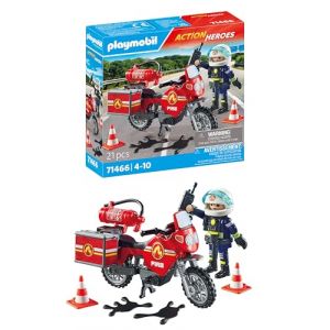 Playmobil Jeu De Construction Pompier Et Moto