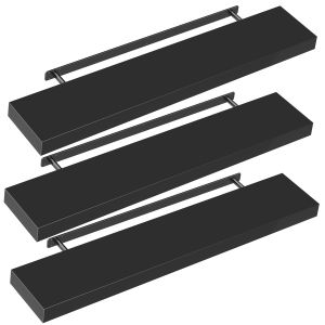 Étagère murale Étagère flottante 110cm Lot de 3 Noir + support