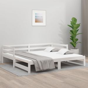 VidaXL Lit coulissant Blanc 2x(80x200) cm Bois de pin massif