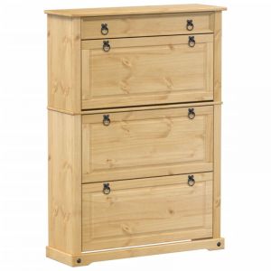 VidaXL Armoire à chaussures Corona 99x32x138 cm bois de pin massif, rangement de chaussures, placard à chaussures, étagère à chaussures