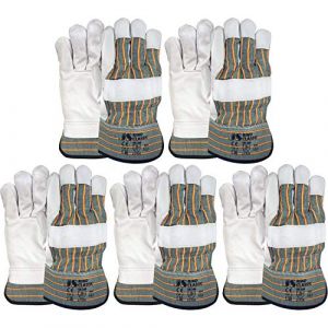 Lot de 5 paires de gants de travail en cuir de vachette Taille 10,5