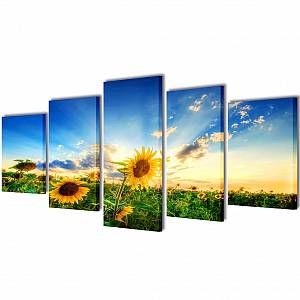 VidaXL Set de toiles murales imprimées Tournesols 200 x 100 cm -