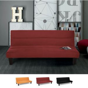 Modus Sofà Canapé Clic Clac convertible en microfibre effet velours 2 places Ametista Rainbow, Couleur: Rouge