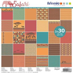 Art&eacute;mio Bloc de 60 feuilles de papier scrapbooking 30x30 cm 'Safari' d'