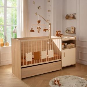 Sauthon Lit combiné - 120 x 60 cm - Evolutif en 90 x 190 cm - CHARLIE - Creme