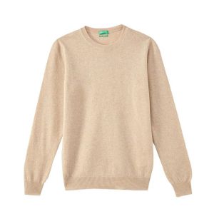 Benetton Pull col rond pure laine vierge Beige Chiné - Taille L;M;S;XL;XS