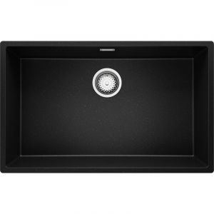 Evier Sous Plan 76 x 47 cm Evier en Granit 1 bac + Siphon Classique, Lavabo Cuisine de Primagran Noir Metallic - black#multicolour